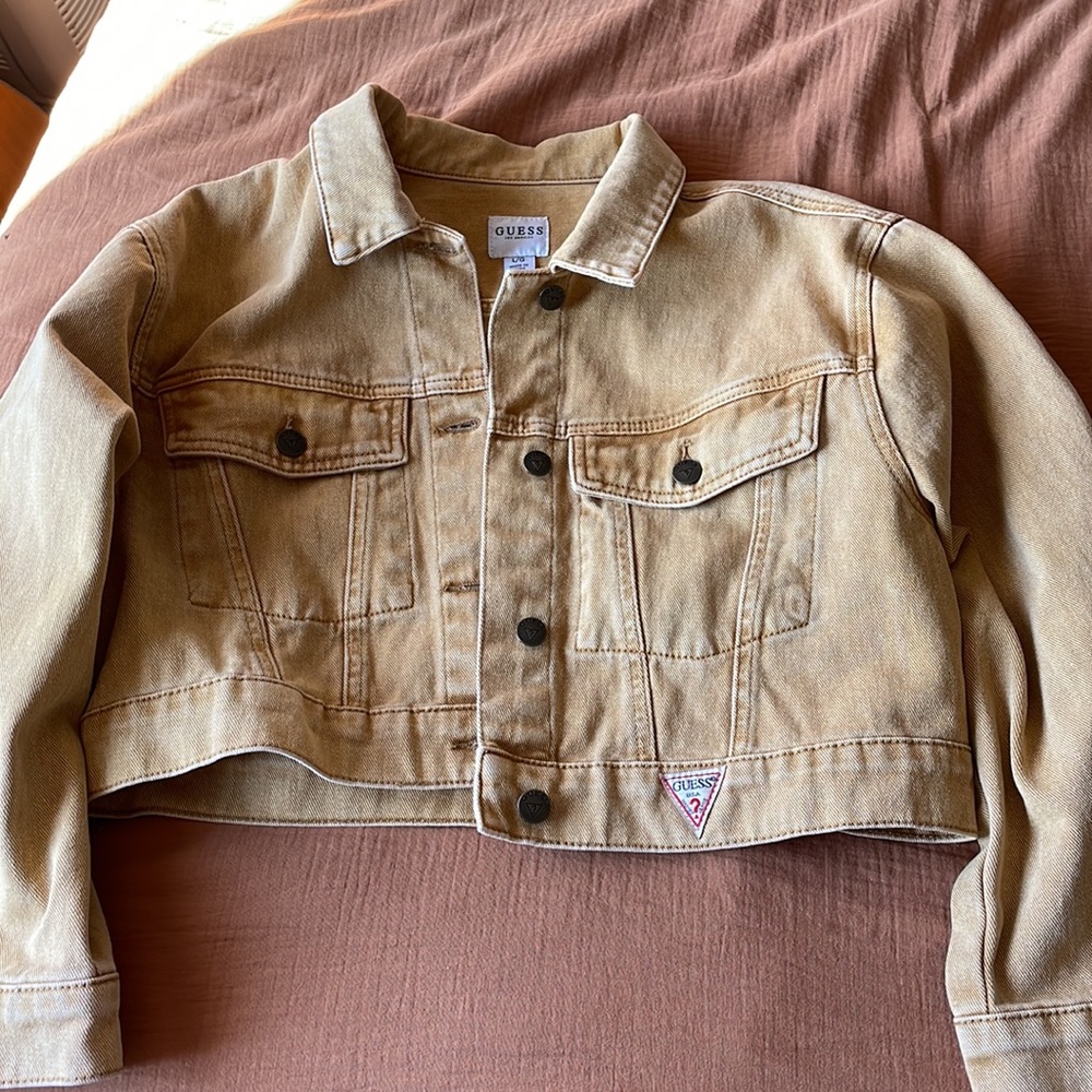 Gold/mustard Guess vintage Cropped Jean Jacket - Picture 1 of 4